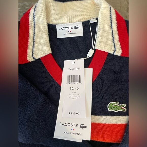 Lacoste Women's Made in France Contrast Wool Polo Dress NWT Sz. XS - Picture 5 of 5